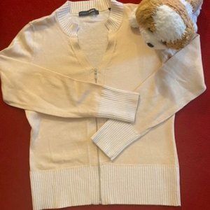 Frenchcuff Beige/Cream Zip Front Sweater - Size M